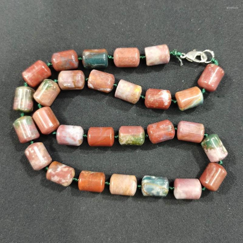 

Chains Wholesale 1pc Natural India Agate Cylinder Beads 10x14mm Stone Tube Fashion Necklace For Jewelry