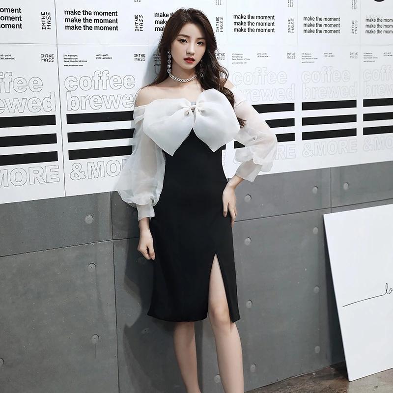 

Ethnic Clothing 2022 Spring And Autumn Banquet Long Black White Aura Queen Annual Meeting Host Temperament Evening Dress Female