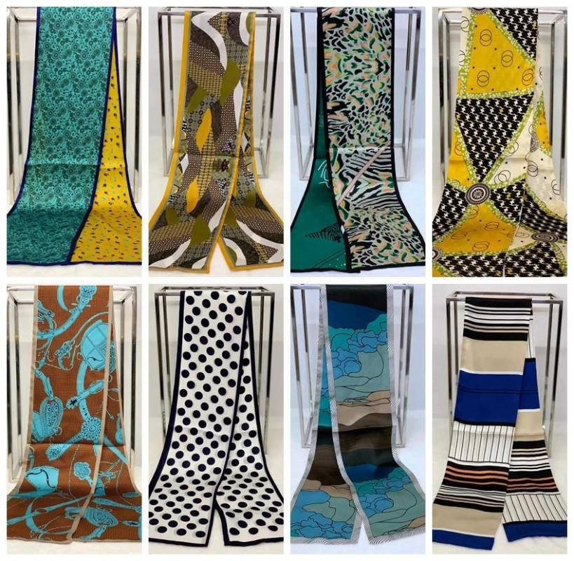 

Scarves 12mm Natural Silk Skinny Double Layer 15 150cm Mulberry Neckerchief Big Ribbon Long Bag Waistband Brand Scarf