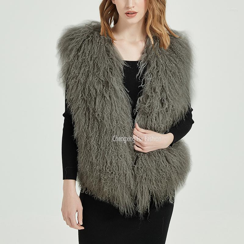 

Women' Vests CX-G-B-09K 6XL 7XL Women Fashion Real Tibetan Mongolian Lamb Ladies Fur - DROP, Beige