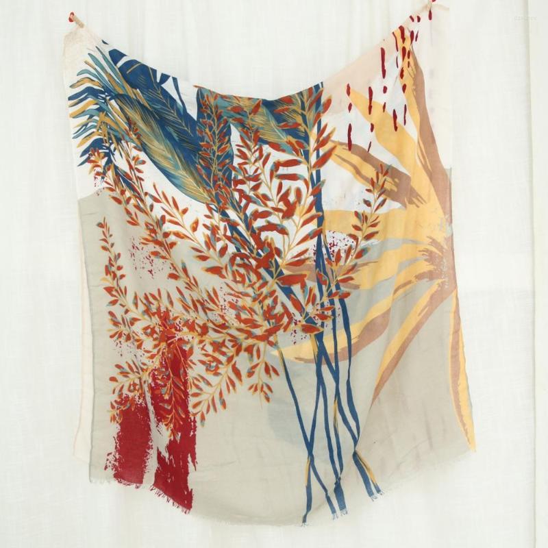 

Scarves 2022 Fashion Ombre Tree Print Fringe And Shawls Women Big Palm Leaf Scarf Muffler Wraps Hijab