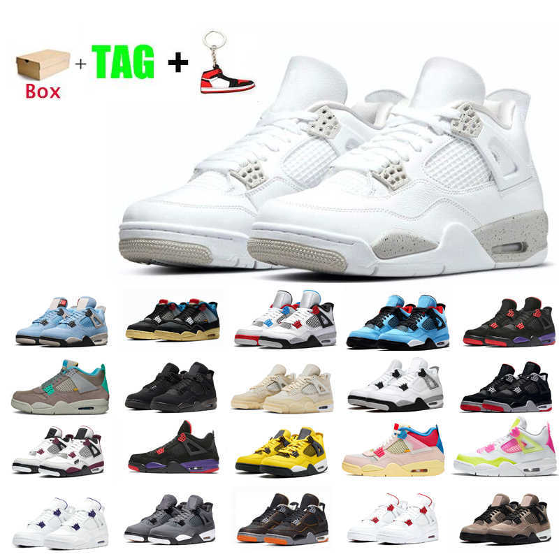 

Basketball Shoes Sports Sneakers University Blue Black Cat Pure Money Bred Metallic Purple Fire Red White 4 4S Jumpman Taupe Haze Guava Ice Cheap, #4 white sail 36-47