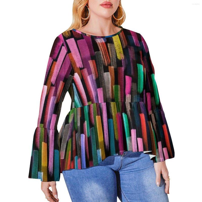 

Shirt Abstract Geometry Watercolor Stripes Print Street Fashion Long-Sleeve T Shirts Trendy Tee Tops Plus Size 5XL 6XL, Style-20