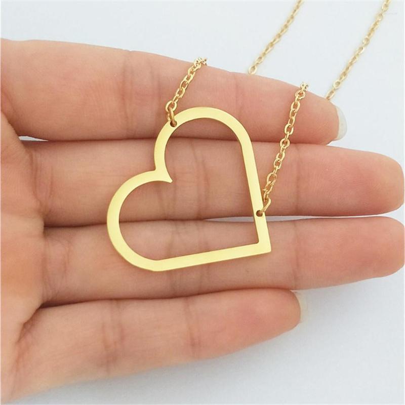 

Choker Bulk 10pcs Simple Heart Pendant Necklace Women's Accessories Stainless Steel Chain Collares Bff Gift