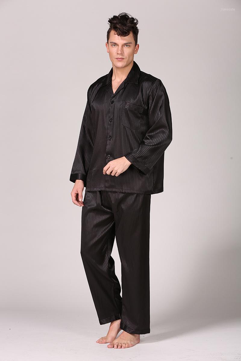 

Men's Sleepwear Homewear Satin Soft Cozy Loungewear Men Modern Style Silk Nightwear Pajamas Pyjamas, Black