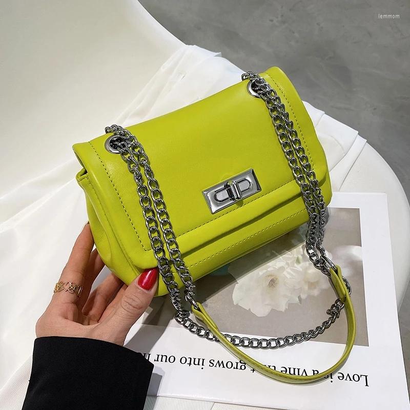 

Evening Bags Small Fashion PU Leather Crossbody Bag For Women 2022 Summer Luxury Trendy Chain Shoulder Purses And Handbags Green White