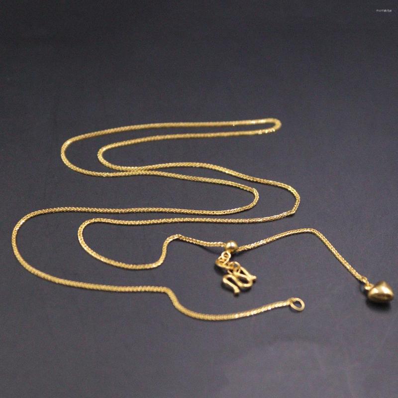 

Chains Pure 24K Yellow Gold Chain For Women Female 1mmW Solid Wheat Necklace 20inchL Gift Jewelry /2.4g