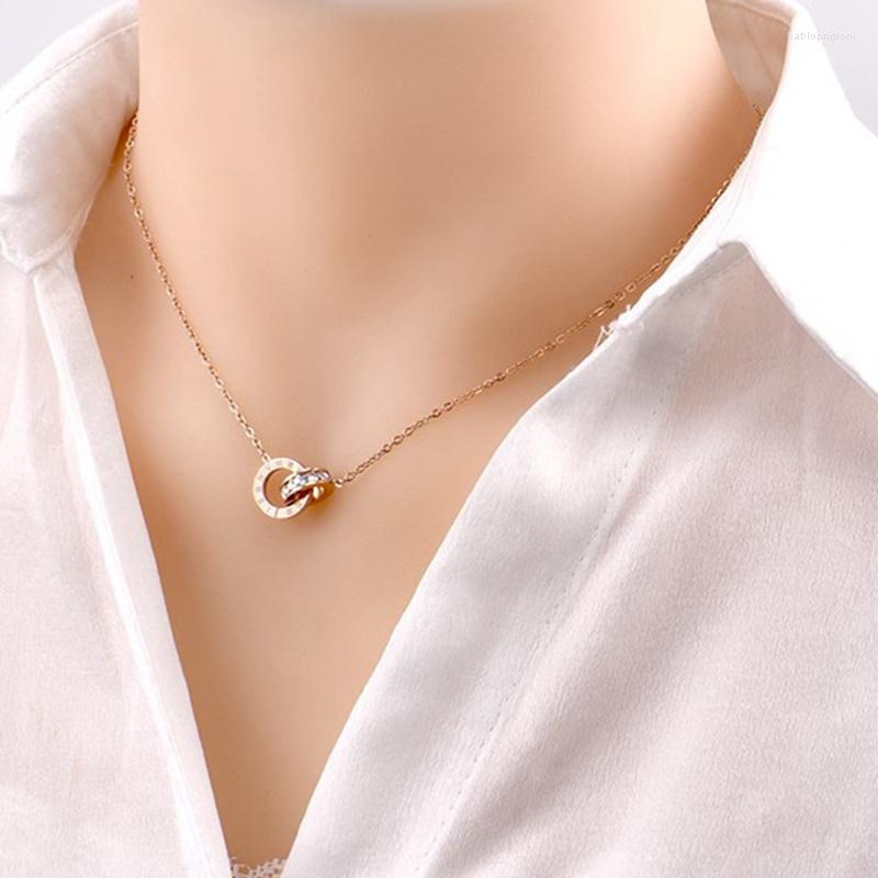 

Choker 2022 Gothic Roman Digital Zircon Circle Necklace For Woman Fashion Korean Jewelry Party Girl's Sexy Luxury Clavicle Chain