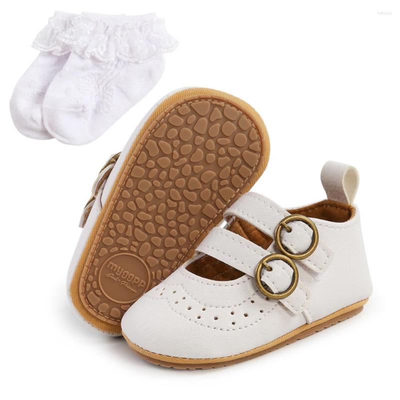 

Athletic Shoes Autumn Spring PU Leather With Socks Set For Born Baby Girl Infant Fashion Soft-Soled Toddler -18M