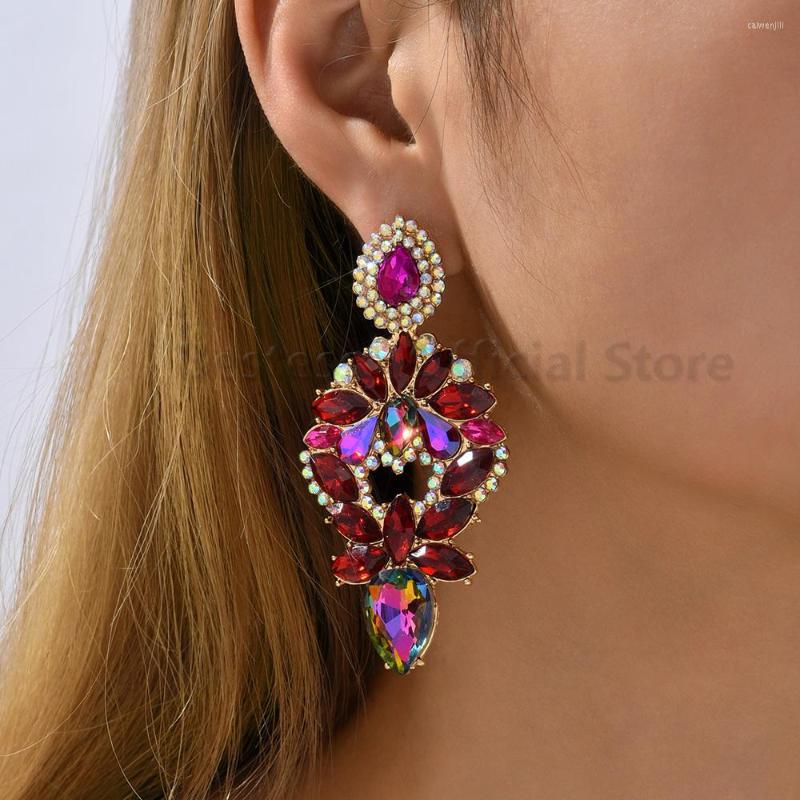 

Dangle Earrings Luxury Blue Crystal Women French Elegant Jewelry Big Pendientes Girls Party Holiday Fashion Geometric Gifts