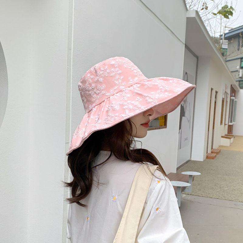 

Wide Brim Hats Women Summer Sun Hat Fashion Pearl Flower Design Outdoor Protection Travel Beach
