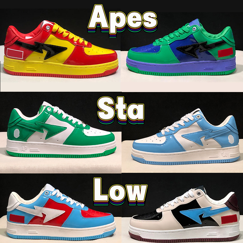 

2023 Bapesta Sta Low men women Casual Shoes Designer Nigo Bathing Apes mens sneaker Grey Black Patent Leather Green White ABC Camo Blue Pink Suede sneakers GAI, #26- triple white