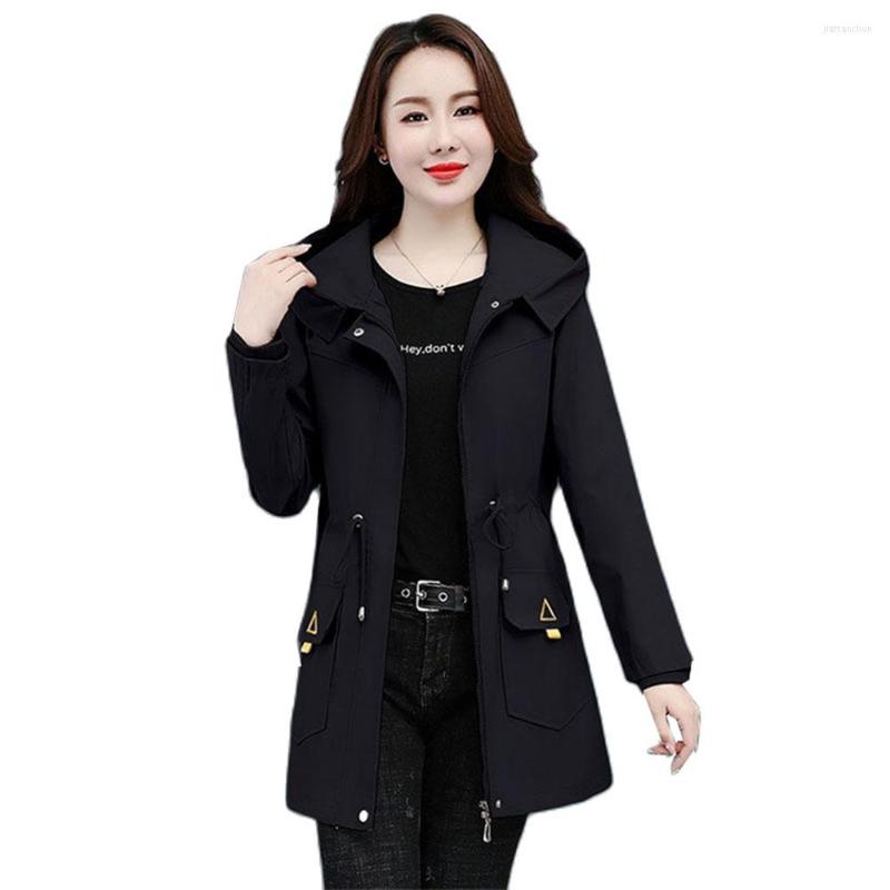 

Women's Trench Coats NiceWomen's Coat Spring Autumn Windbreaker Female Loose Long Sleeve Plus Size Hooded Lining Outerwear Top, Blue