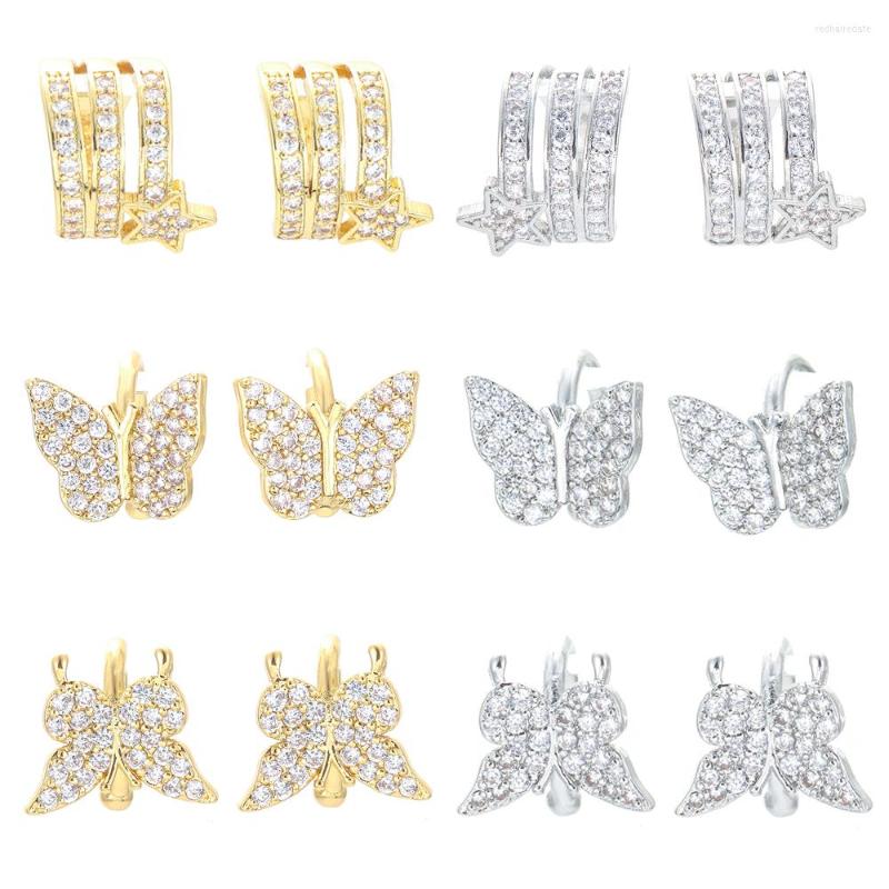 

Hoop Earrings EYIKA Chic Gold Silver Color Zircon Star Butterfly Clip For Women Girls Casual Jewelry Cartilage Fake Piercing Earring