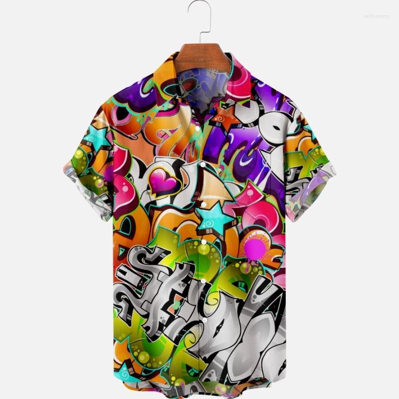 

Men's Casual Shirts 2022 Summer Short Sleeve Original Risk Free Print Ethnic Trend Men's Tops 004, Beige