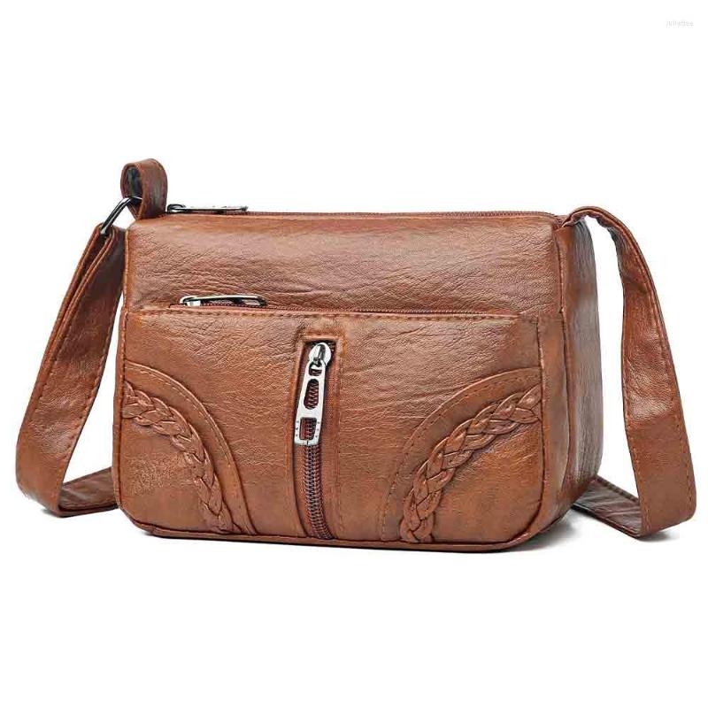 

Evening Bags Retro Women Messenger Bag Samll Portable Shoulder Handbags Luxury PU Multiduty Ladies Phone Purses Crossbody Satchels 2022, Brown 3804-2