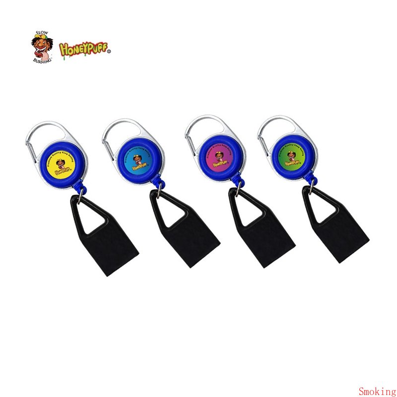 

HONEYPUFF Silicone Lighter Leash Cover Wrapped For Regular Size Holder Sleeve Cover Clip with Keychain Safe Stash Retractable Smoking