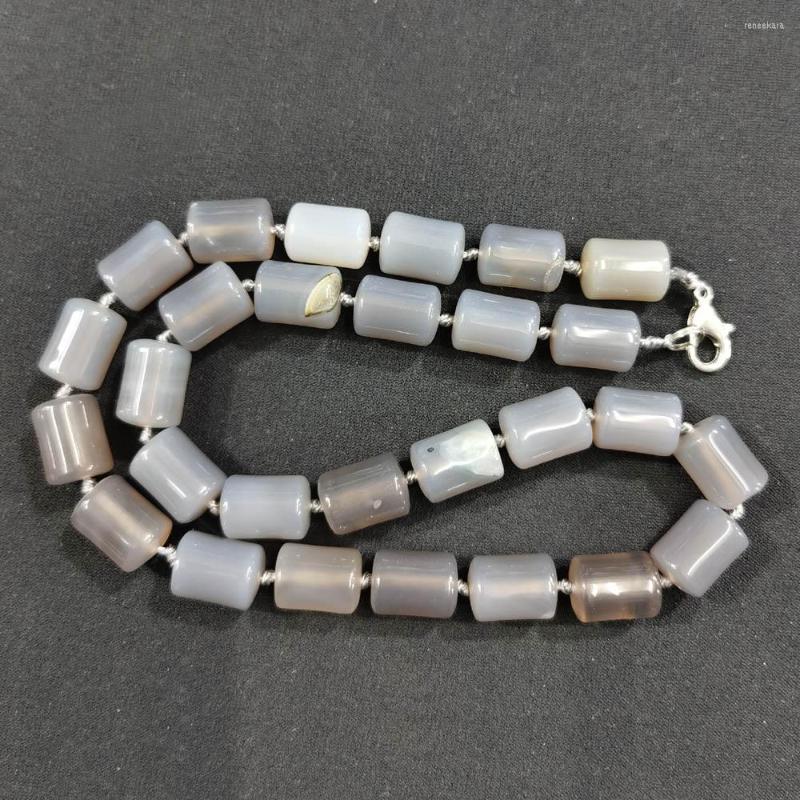 

Chains Fashion 1pc Natural Gray Agate Cylinder Beads Wholesale 10x14mm Stone Tube Necklace For Jewelry