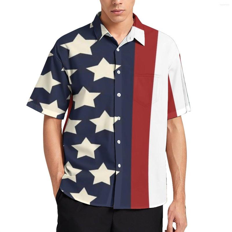 

Men' Casual Shirts USA American Flag Daily Shirt Patriotic Stars And Stripes Mens Cool Blouses Summer Short-Sleeved, Style-15