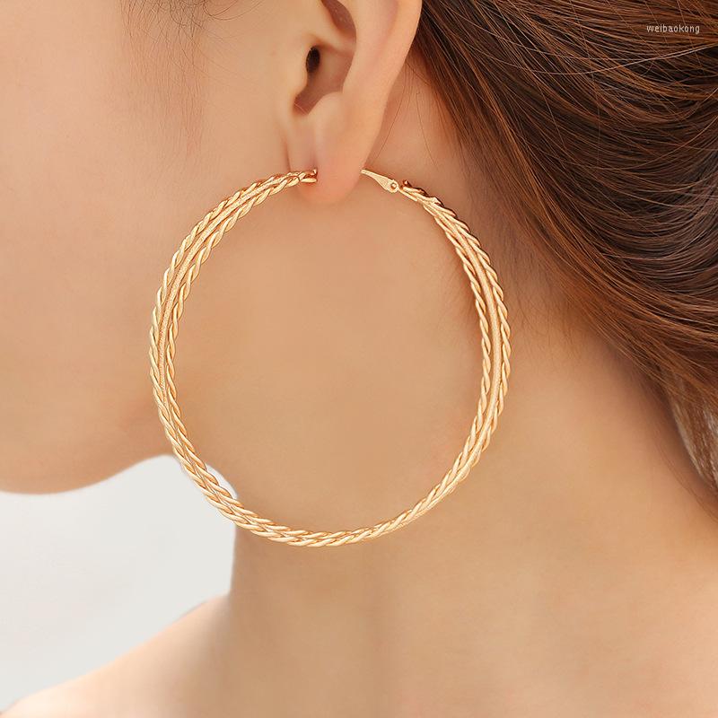 

Hoop Earrings BLIJERY Fashion 3 Layers Twisted Big For Women Punk Jewelry Statement Round Circle Boucles D'oreilles