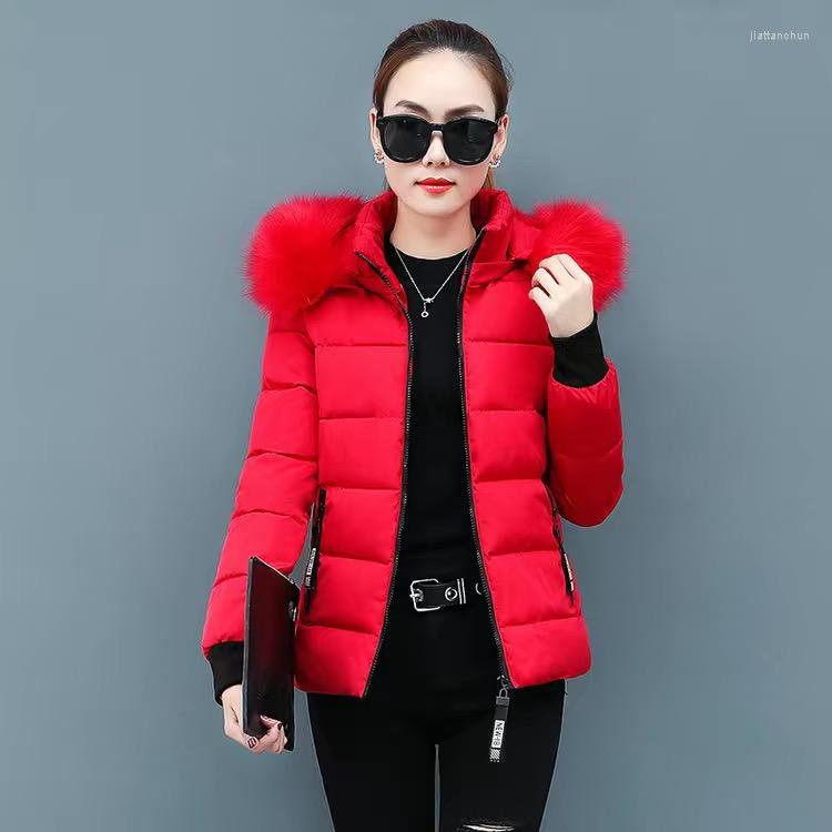 

Women's Trench Coats 2022 Winter Parkas Women Jacket Fur Collar Hooded Basic Coat Thicken Female Warm Cotton Padded Outerwear Plus Size