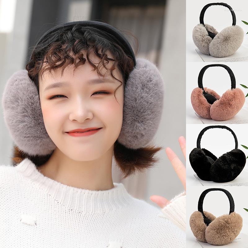 

Berets Cute High Quality Earmuffs Fur Ear Bag Warm Solid Color Collapsible Autumn Winter Comfortable Portable Soft Unisex DIY, White
