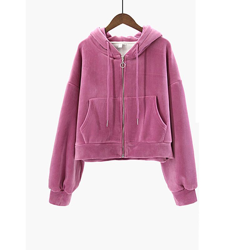 

Women' jacket hoodie suit pink 2023 autumn winter new plush thickened sports casual sports pants set