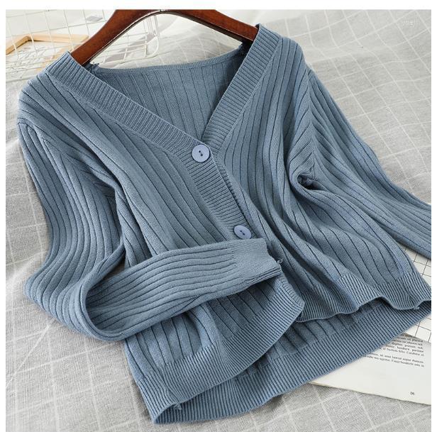 

Women' Knits Spring Womens Fashion Solid Color Sweater Coat Short Autumn And Winter Wear Loose Versatile V-Neck Lady Cardigan, Green