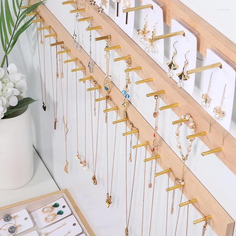 

Jewelry Pouches Necklace Wall Hanging Display Stands Wooden Earring Ring Hook Up Organizer Storage Holders Retail Exhibitor Shop