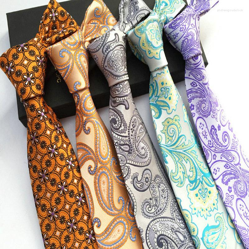 

Bow Ties Men Jacquard Woven Paisley Flower Wedding Party Suit Narrow Neck Tie Skinny Polyester 8cm Silk Floral Business Necktie Cravat