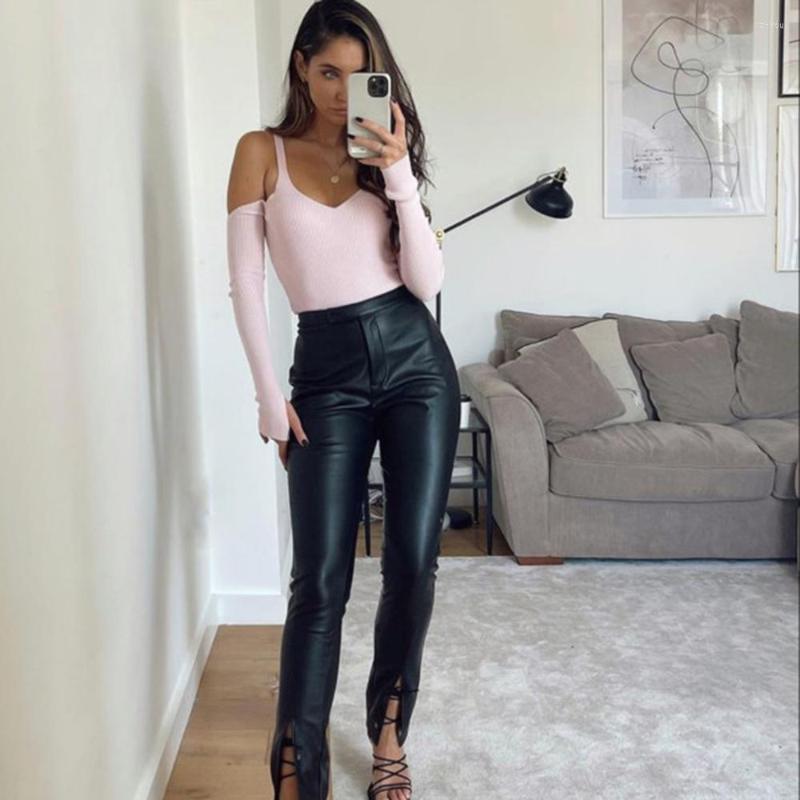

Women' Sweaters XIKOM 2022 Autumn Women Pink V Neck Strapless Sexy Pullover Knitted Female Vintage Streetwears Slim Ladies Sweater Top