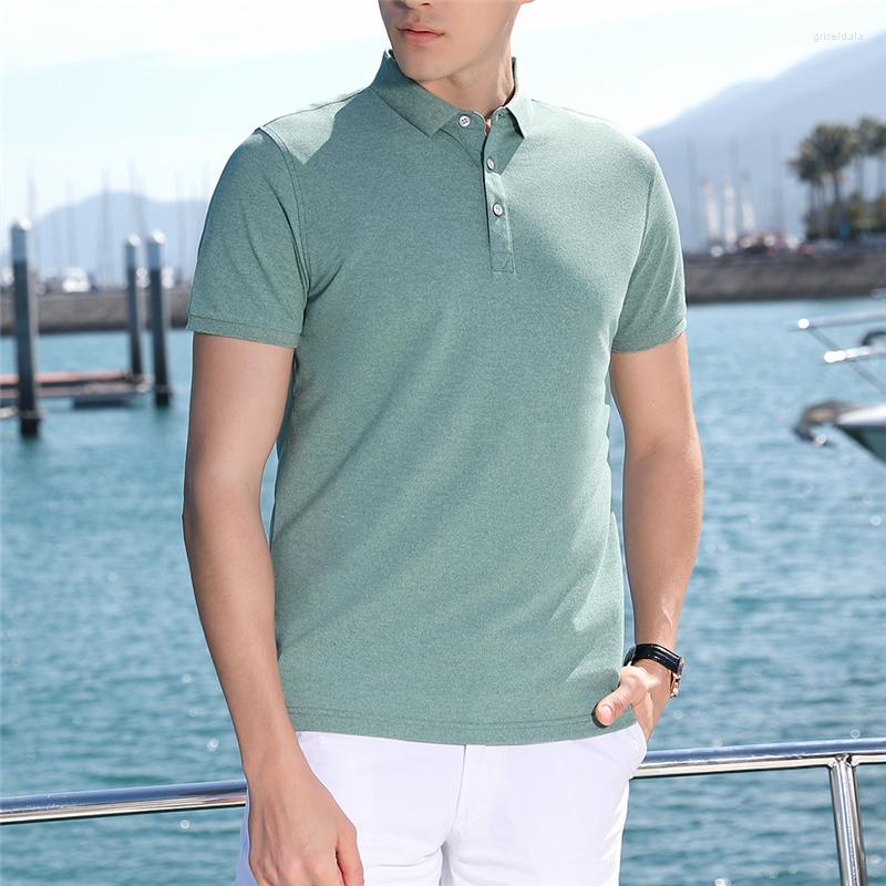 

Men' Polos Adult Male T-shirt High Quality Cotton Summer T-Short-Sleeved Polo Shirt Men Tees Business Work Commute Tops Clothing Wholesale, Green