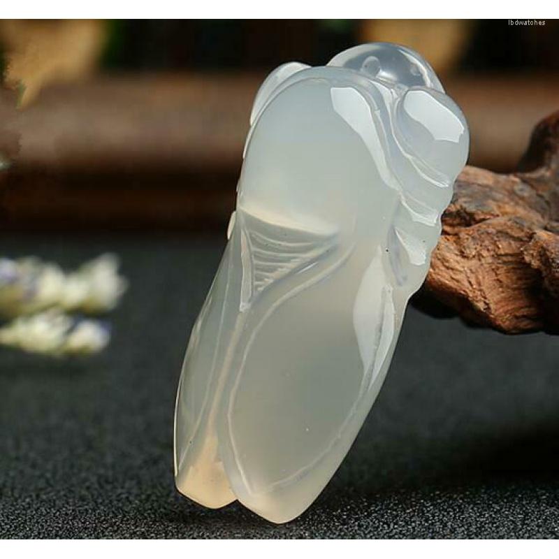 

Pendant Necklaces Amulet White Cicadas Nelace Natural Jade Statue Carved