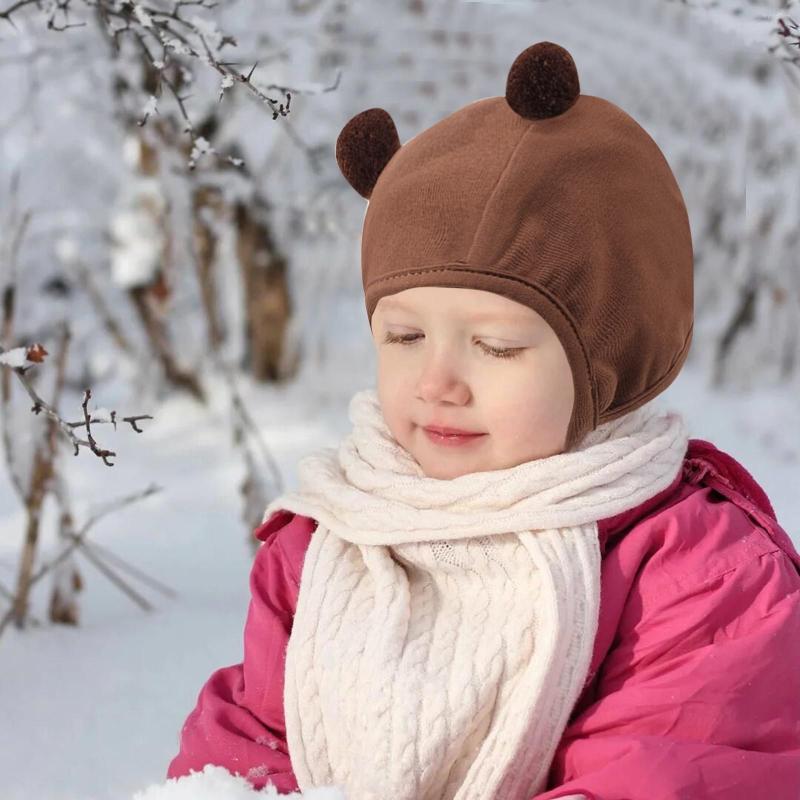 

Berets Face With Warm Hat Ear Flap Baby Cute Tethered Cold Protection Leather Hats For Boys And Check Large Trapper, Brown