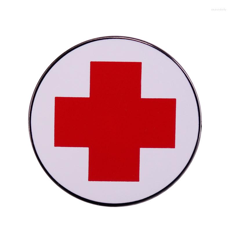 

Brooches Red Cross Pin Badge Emergency Care First Responder Accessory