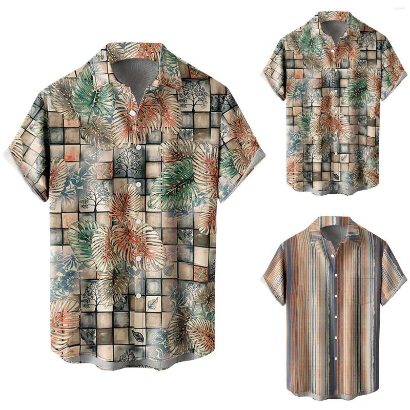 

Men's Casual Shirts Mens Fashion And Leisure 3D Digital Printing Buckle Lapel Short Sleeve Shirt Top Comfort Sweater, Blue