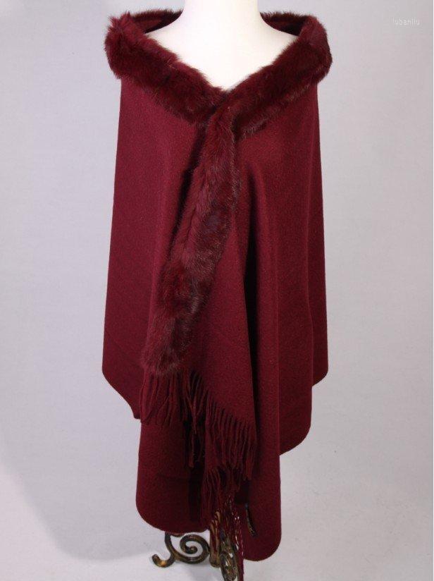 

Scarves Burgundy Wintry Women's Wool Cashmere Fur Shawl Spring Winter Thick Warm Wrap Cape Chal Stole 180 X 69 Cm SH001-J
