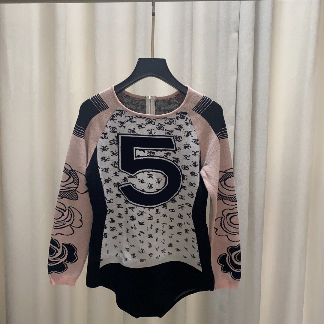 

2022 Women's Jumpsuits New Fashion Luxury Women's Long Sleeve O-neck Knit Pullover Women Embroidery Elegant Casual Zipper Bodysuit, Customize