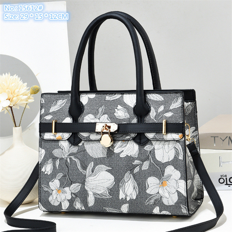 

Wholesale factory ladies shoulder bags 6 color elegant large-capacity horizontal printed tote bag everyday Joker contrast leather handbag sweet fashion backpack, Green-15612#