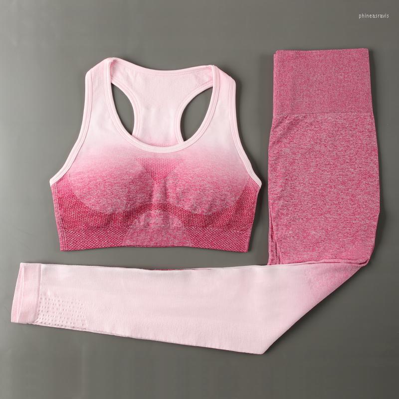 

Active Sets Yoga Set Seamless Gym Women Gradient Fitness Sports Suit Workout Sportswear Stretch, Graypink set