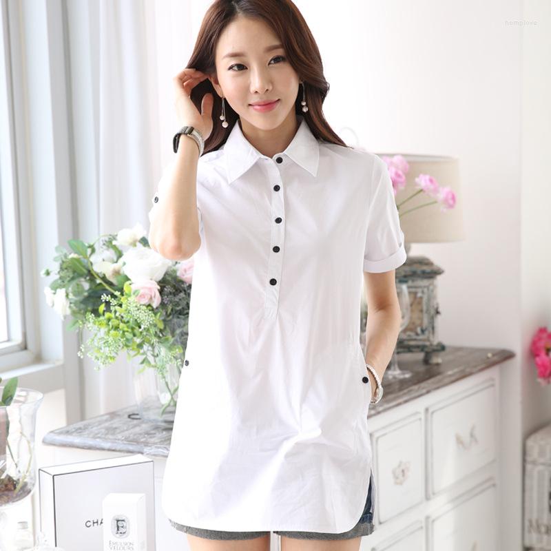 

Women' Blouses Summer Blusas Elegantes Women Shirt Blusa Lady Cotton Shirts Short Sleeve Woman Sexy Blusones De Mujer Largos Tallas Grandes, White