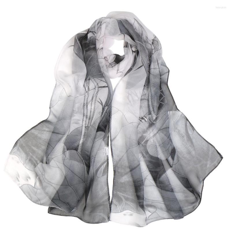 

Scarves 160cm Soft Georgette Flowers Silk Scarf Women Casual Chiffon Shawl Outdoor Neck Decorative Ladies Beach Towel