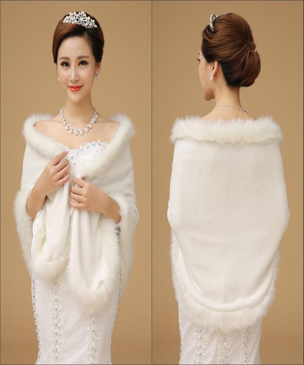 

Cheap 2019 Wedding Accessories Winter Wedding Coat Fur For Brid Wraps Faux Fur Coat Evening Party prom Jackets Accessories6532746, White