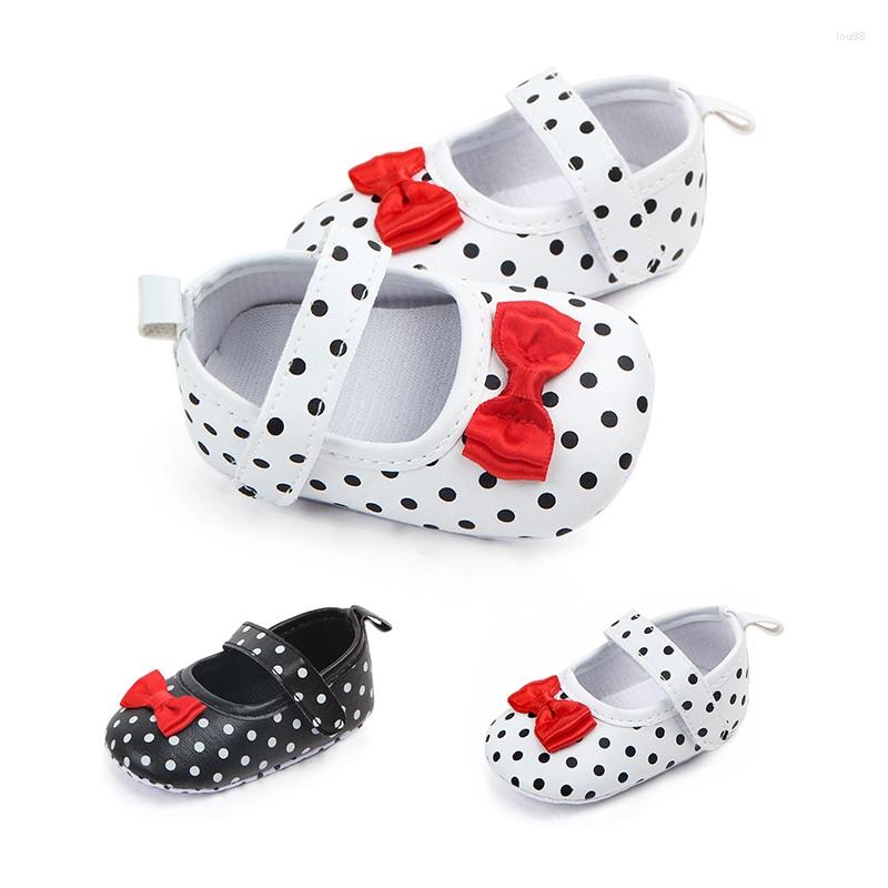 

First Walkers Baby Anti-slip Polka Dot Shoes Girl Butterfly-knot Kids Cotton Bottom Soft Sole Casual Walking PU Princess