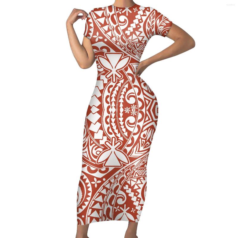 

Casual Dresses HYCOOL Arrivals Polynesian Women Long Orange Tribal Print Vestido Customized Design/Logo Maxi O-Neck, Ysf0636d39