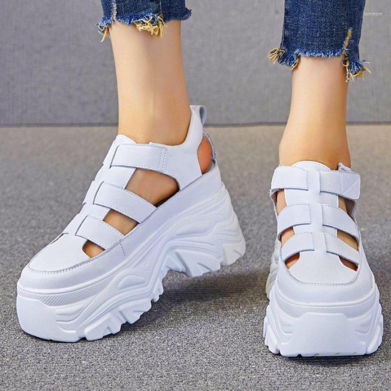 

Sandals Chunky Women's Cow Leather Round Toe Summer Platform Wedge High Heels Tennis Shoes Ankle Boots Casual Punk Goth Comfort, Black