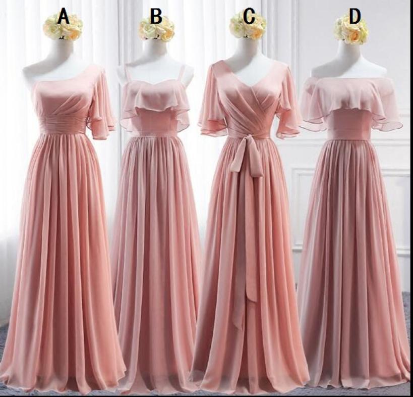 

Modest 4 Styles Country Bridesmaid Dresses Long Sheer Round Neck Sleeveless A Line Beach Wedding Dresses Custom Made Prom Dresses7554876