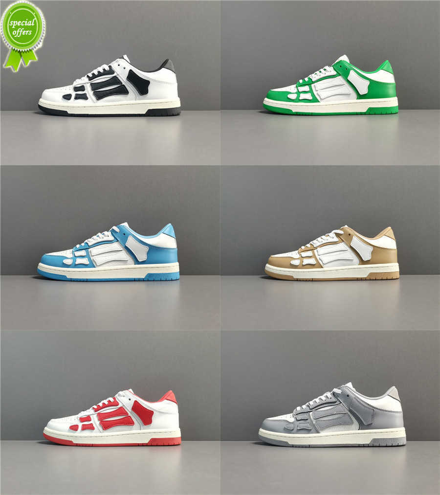 

2023 Designer Skel Bones Low Top Leather Sneakers Shoes Men's Skeleton Blue Red White Black Green Grey Men Outdoor Sports Trainers With Original, Double box