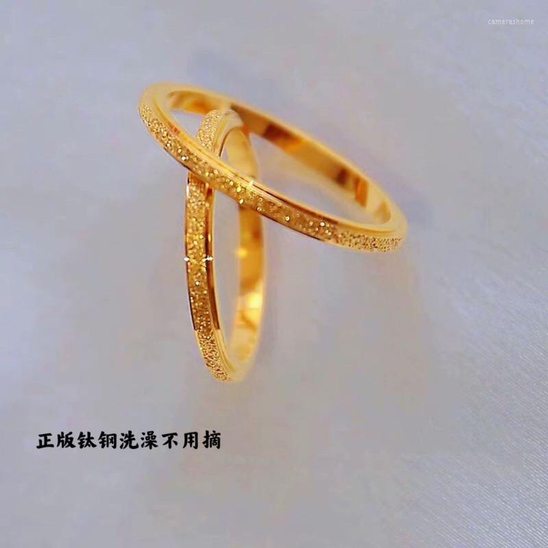 

Wedding Rings 2mm Jewelry Cool Wind Ring Frosted Index Finger Titanium Steel 18k Gold Tail For Women