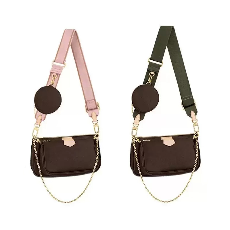 

3A bag With box Date code M44823 Luxurys crossbody handbag favorite multi accessories wallet 3 pcs bags wallets Women designer purses shoulder bags 61276, Brown flower-brown shoulde